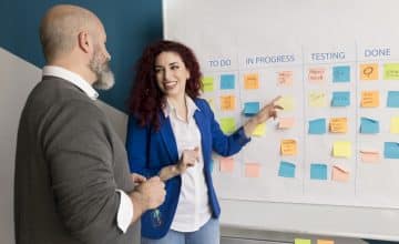 colleagues working corporate project