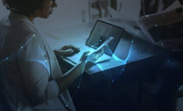 businesswoman networking using digital devices