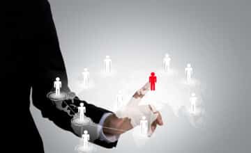 executive touching icon social network