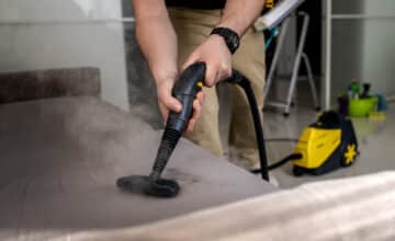 man doing professional home cleaning service