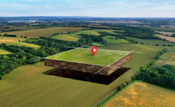 land plot with nature landscape location pin
