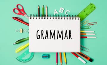 notebook with grammar word school suplies