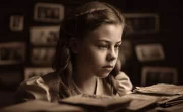 portrait cute caucasian girl reading bible generated by ai