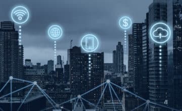 futuristic smart city with 5g global network technology