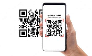 hand using mobile smart phone scan qr code mockup template your design 34168 1792
