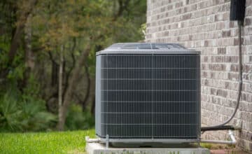 homeguide hvac ac unit installed on concrete base u8jwjx