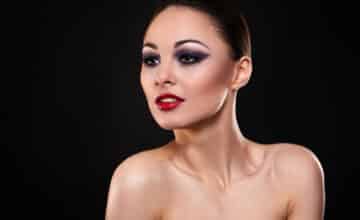 high fashion look glamour fashion portrait beautiful sexy brunette girl with bright makeup red lips dark